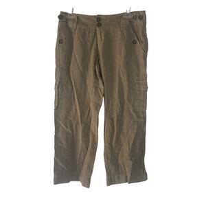 120% Lino Women's‎ Size 30 Medium Italian Italy Brown 100% Linen Trousers Pants